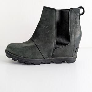 Sorel Joan of Arctic Wedge II Chelsea Boots Black Leather W 8 Waterproof